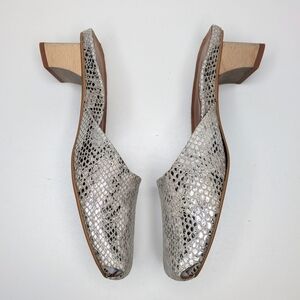 L'Amour des Pieds Winoc Mule Pump Silver Cream Leather Snake Python Size 6.5